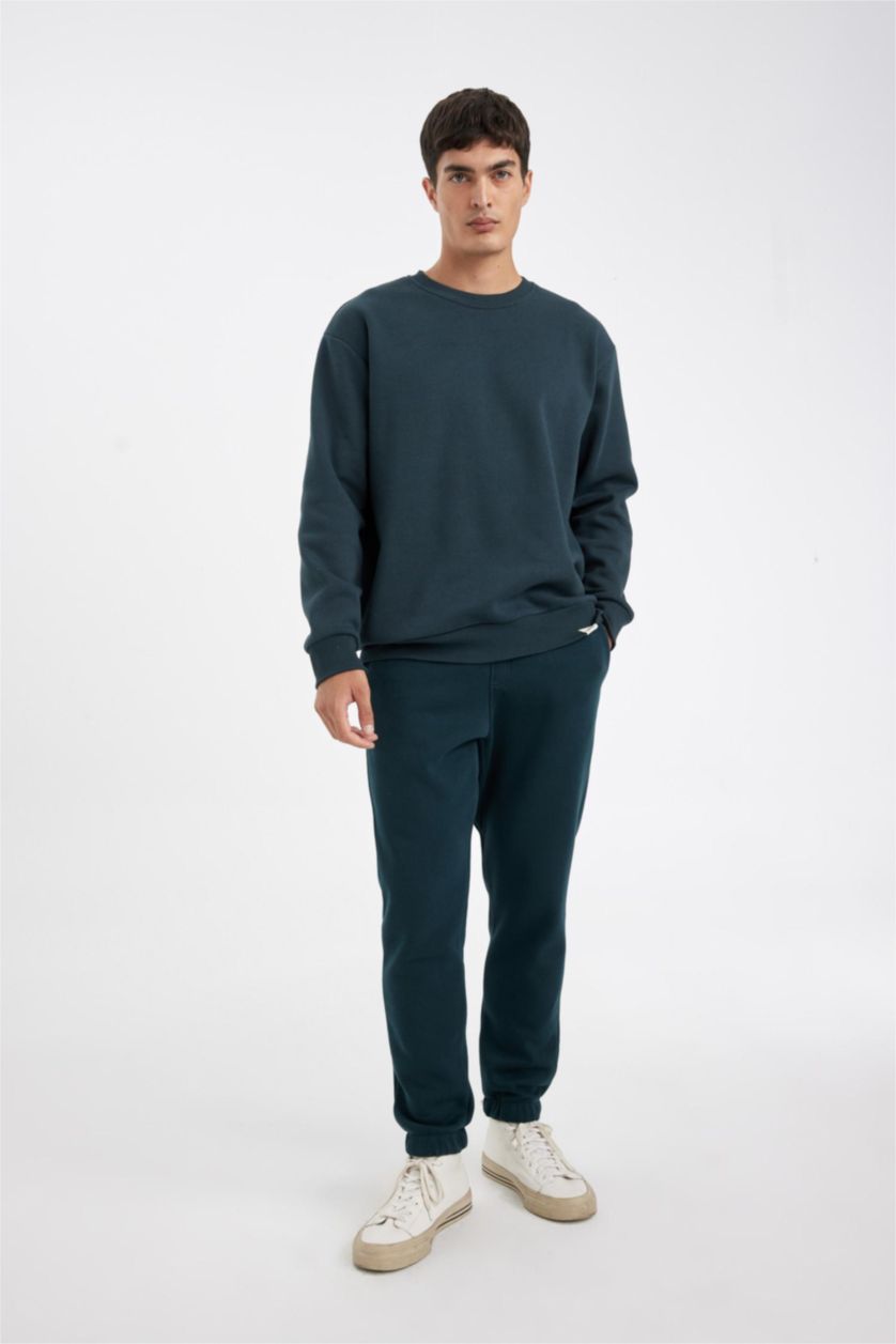 Мужчины Темно-зеленый Штаны свободного кроя из плотной ткани