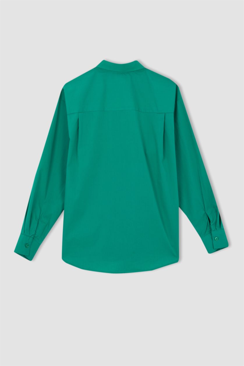 FEMME Vert Chemises à manches longues Popeline Col De Chemise Une poche