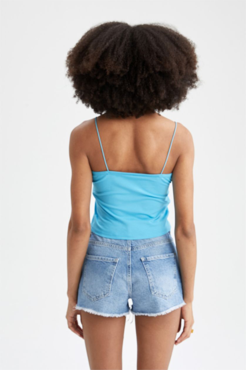 FEMME Turquoise Débardeur Slim Fit en coton à bretelles élastiques