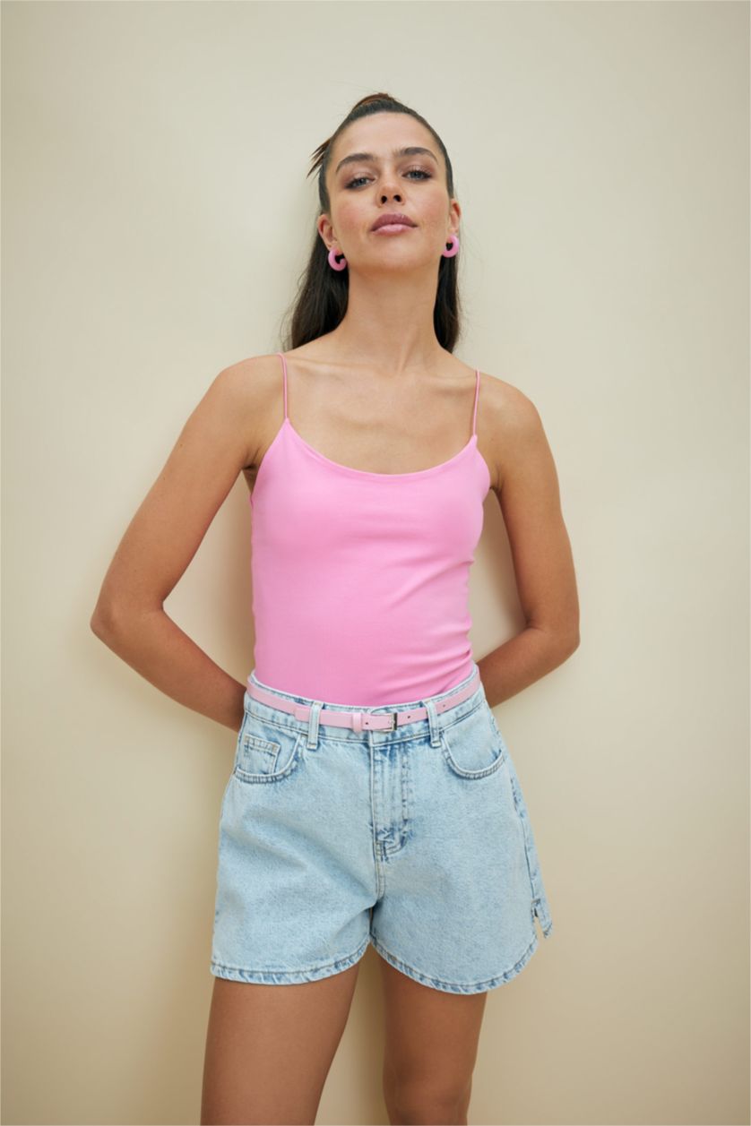 FEMME Rose Débardeur Coupe Skinny À Col Rond