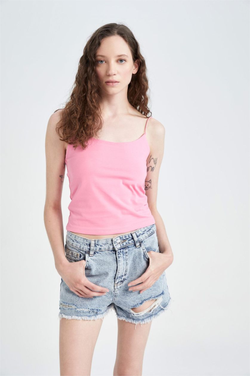 FEMME Rose Débardeur Coupe Skinny À Col Rond