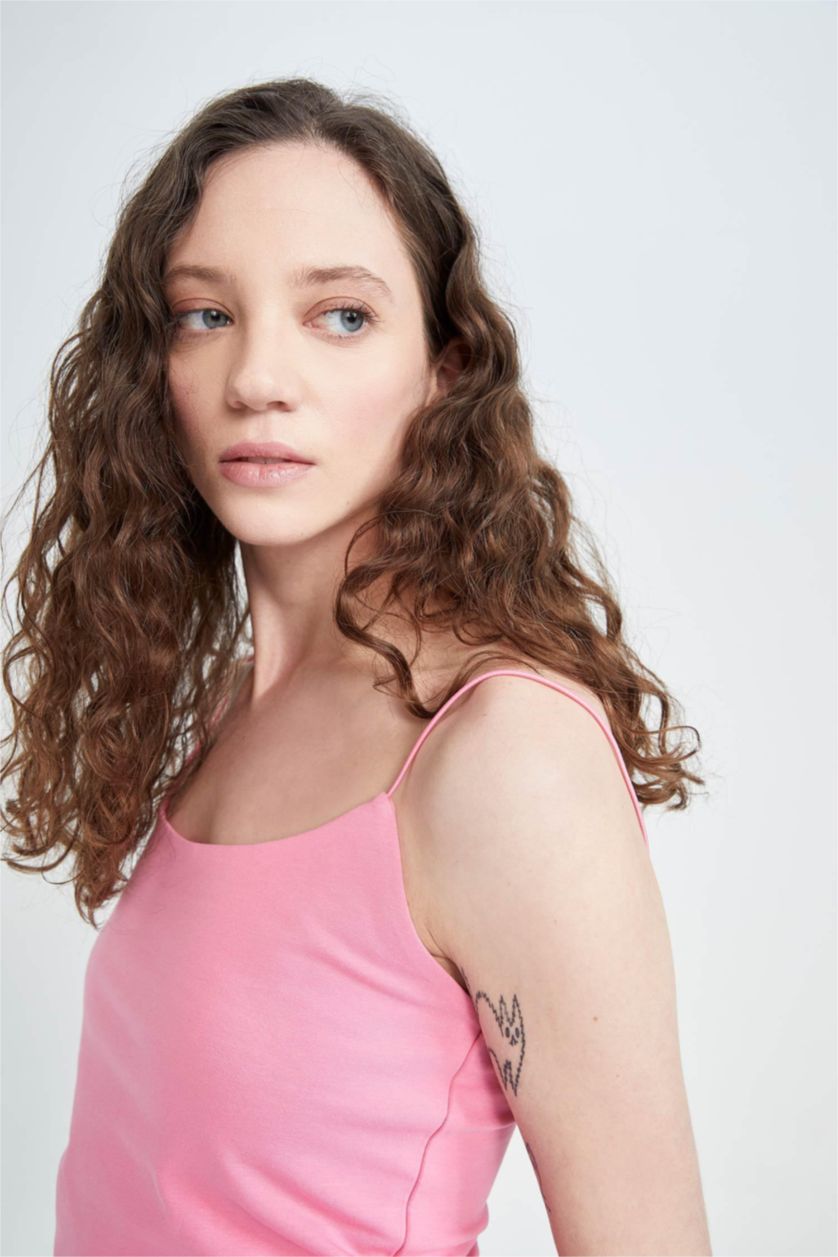 FEMME Rose Débardeur Coupe Skinny À Col Rond