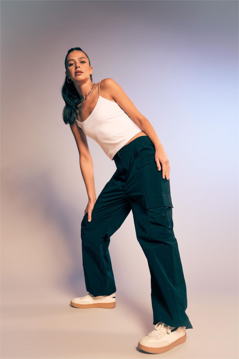 WOMAN White Slim Fit Elastic Rope Strap Cotton Singlet