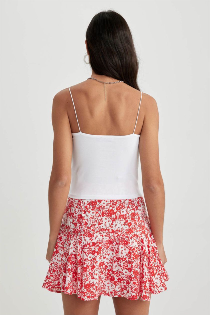 WOMAN White Slim Fit Elastic Rope Strap Cotton Singlet