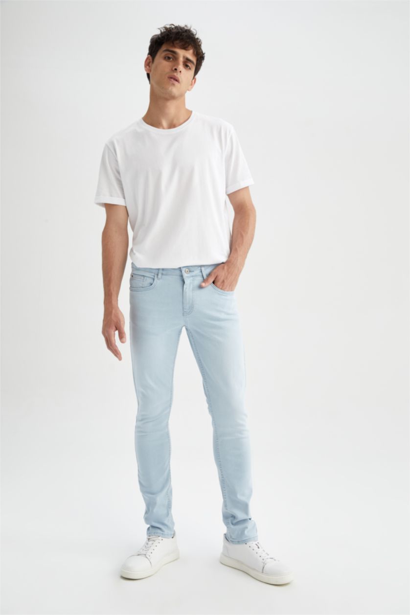 Erkek Buz Mavi Carlo Skınny Fıt Normal Bel Dar Paça Pantolon
