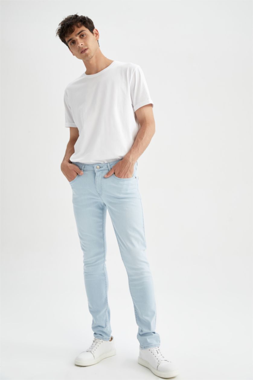 Erkek Buz Mavi Carlo Skınny Fıt Normal Bel Dar Paça Pantolon