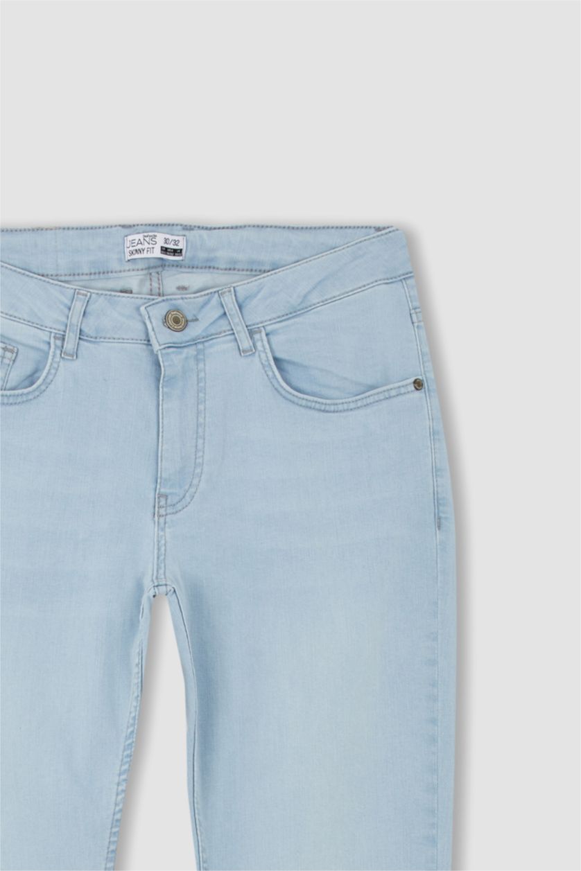 Erkek Buz Mavi Carlo Skınny Fıt Normal Bel Dar Paça Pantolon