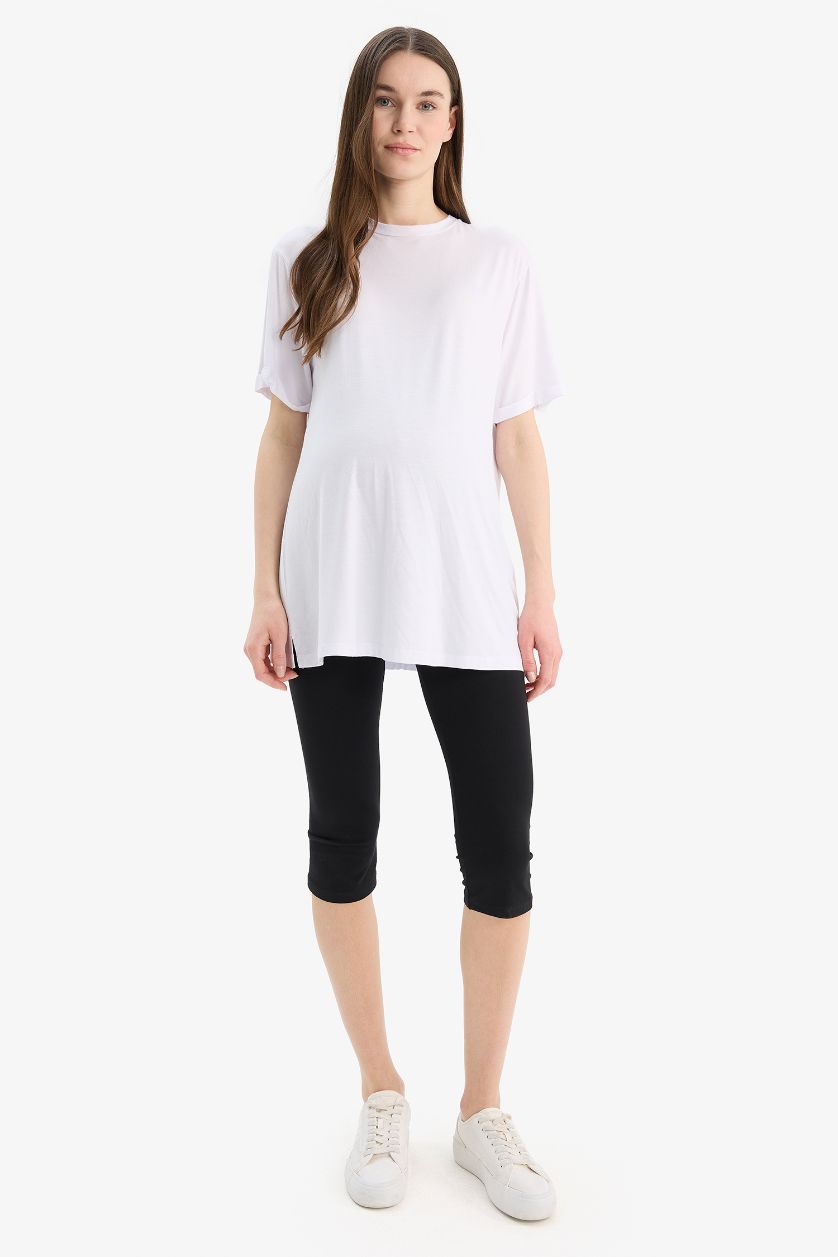 Woman Black Skinny Fit Knitted Maternity Bottoms