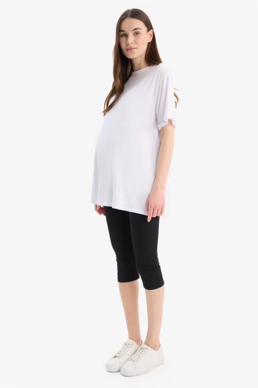 Woman Black Skinny Fit Knitted Maternity Bottoms