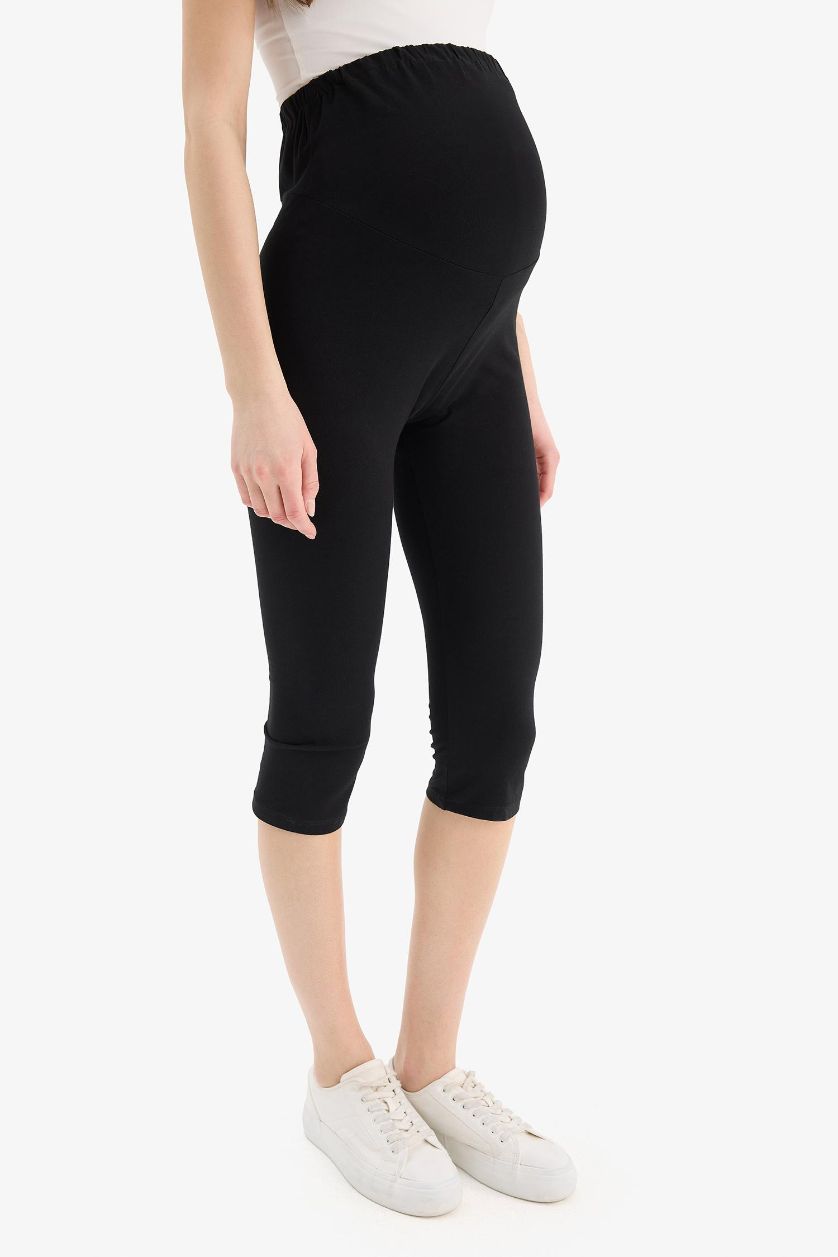 Woman Black Skinny Fit Knitted Maternity Bottoms