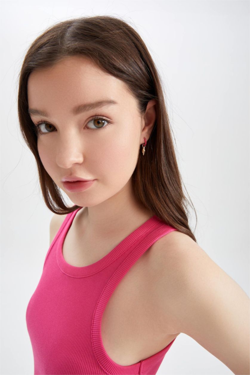 Woman Pink Basic Sleeveless Midi Dress