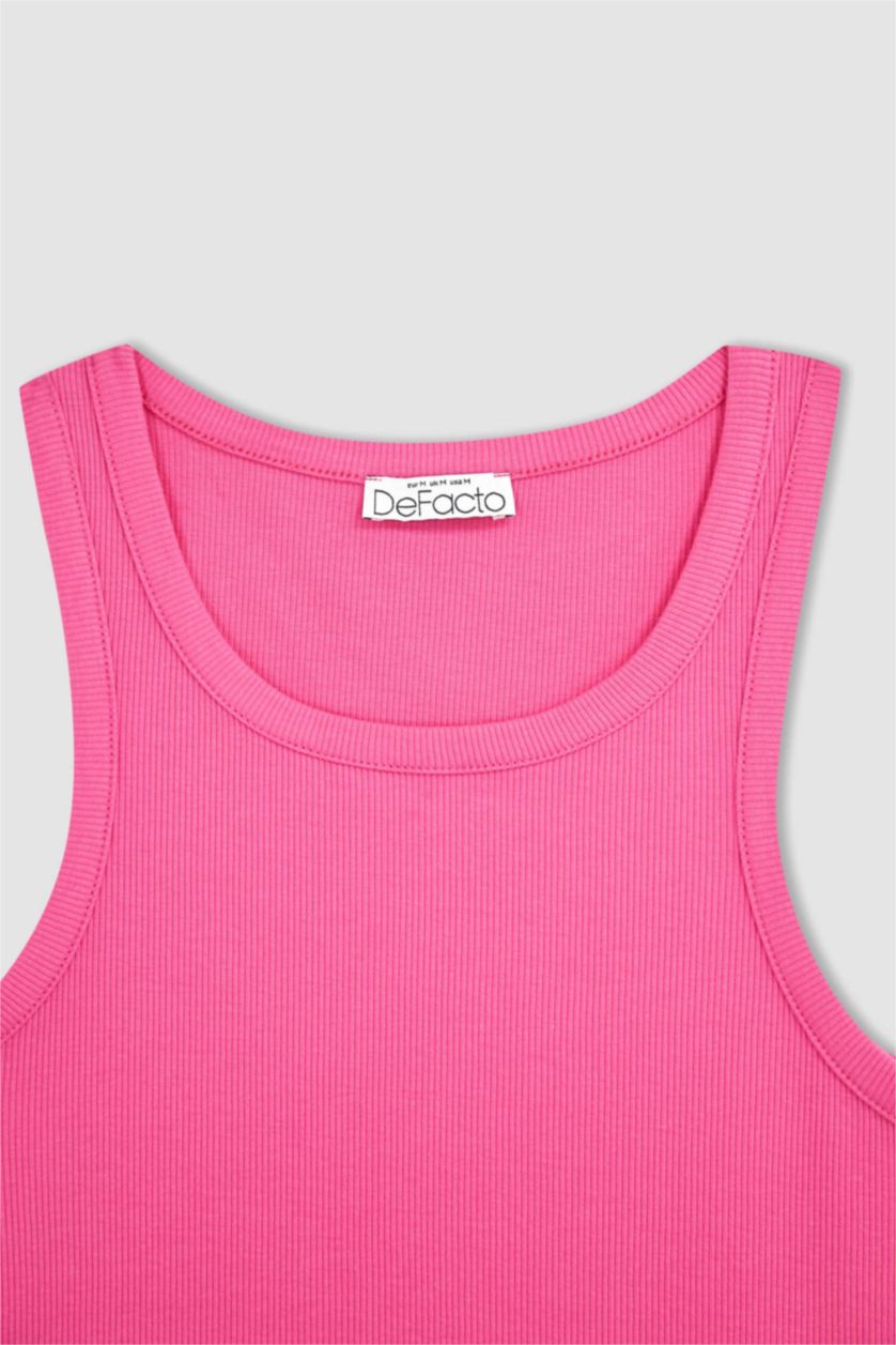 Woman Pink Basic Sleeveless Midi Dress