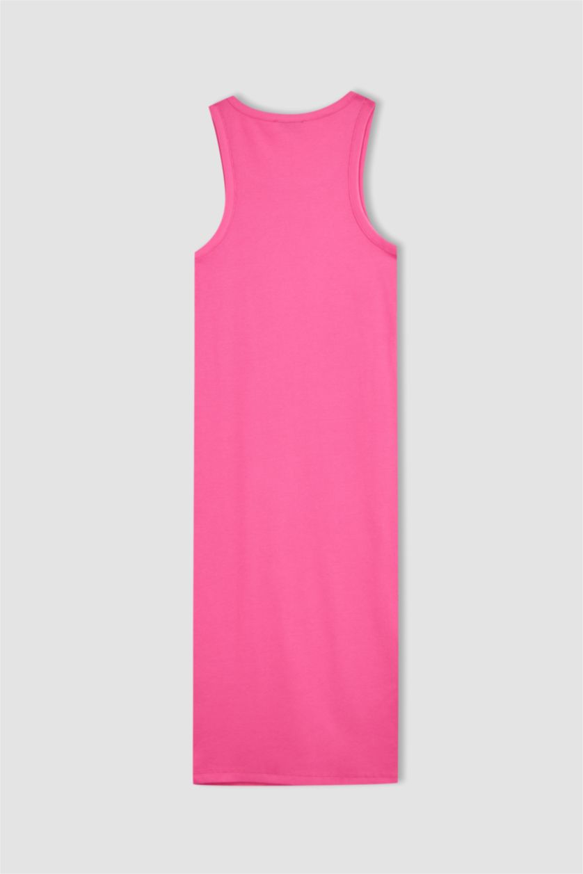 Woman Pink Basic Sleeveless Midi Dress