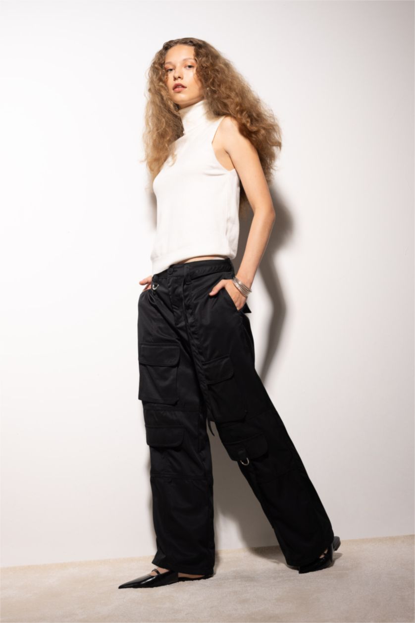 Kadın Ekru Regular Fit Balıkçı Yaka Kolsuz Basic Düz Triko Kazak