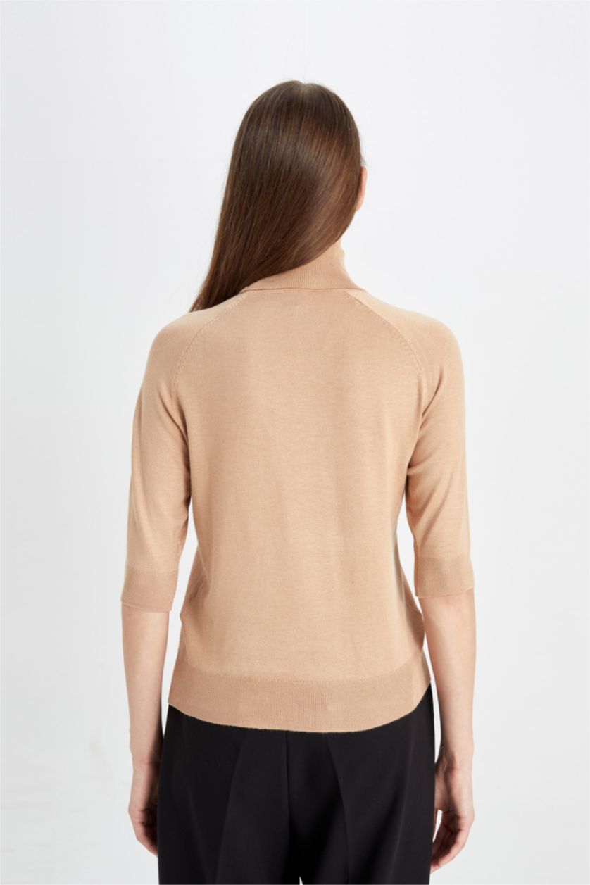 WOMAN Camel Regular Fit Turtleneck Basic Pulover