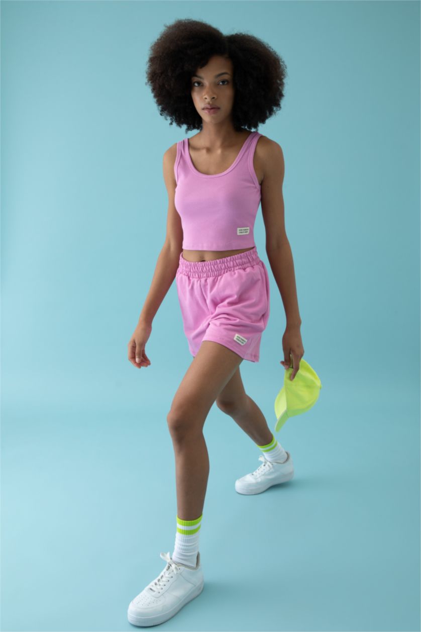 WOMAN Lilac DeFactoFit Slim Fit 100% Cotton Shorts