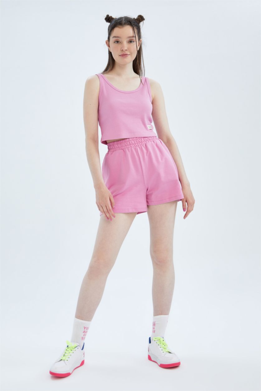 WOMAN Lilac DeFactoFit Slim Fit 100% Cotton Shorts