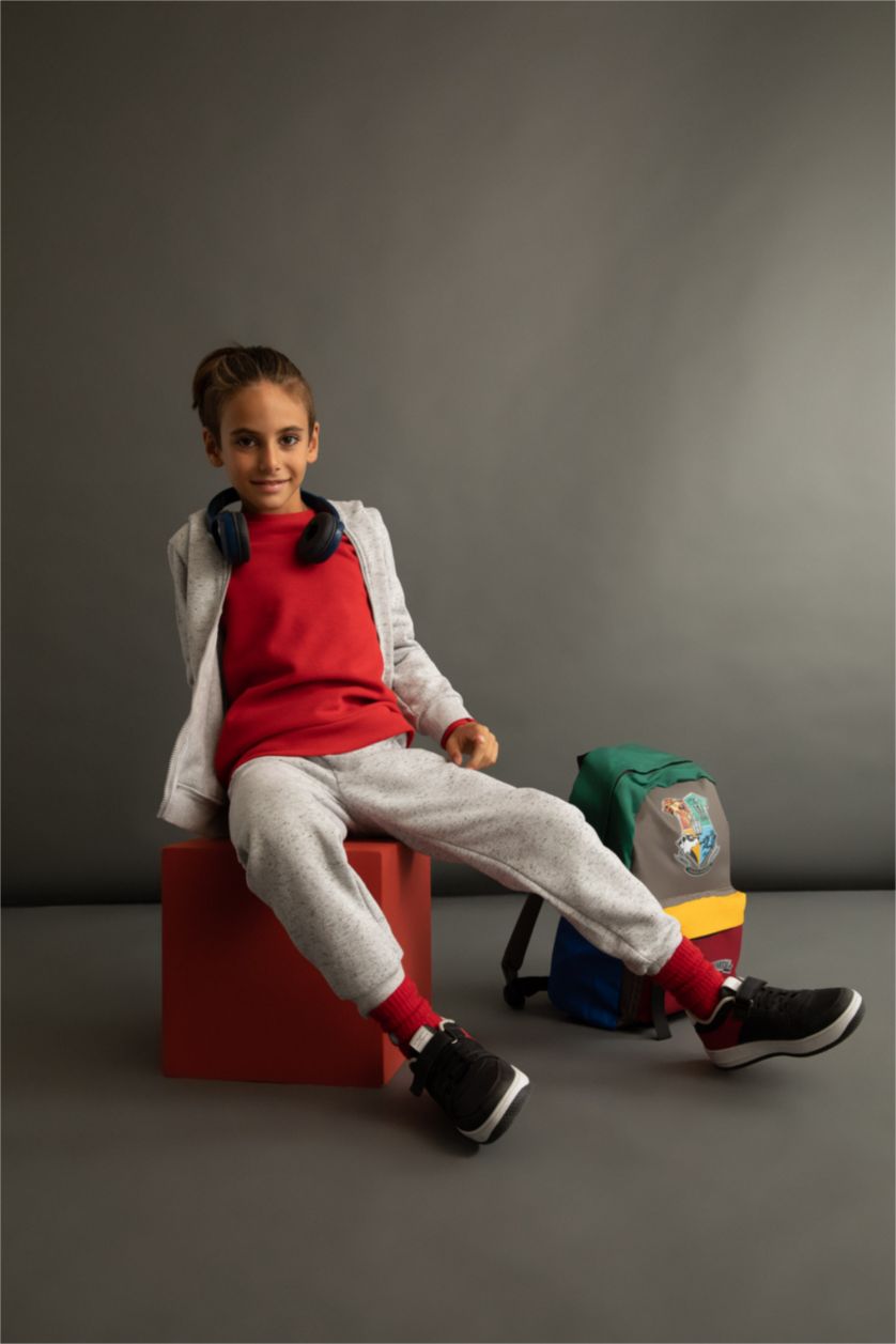 BOYS & TEENS Grey Melange Regular Fit Trousers