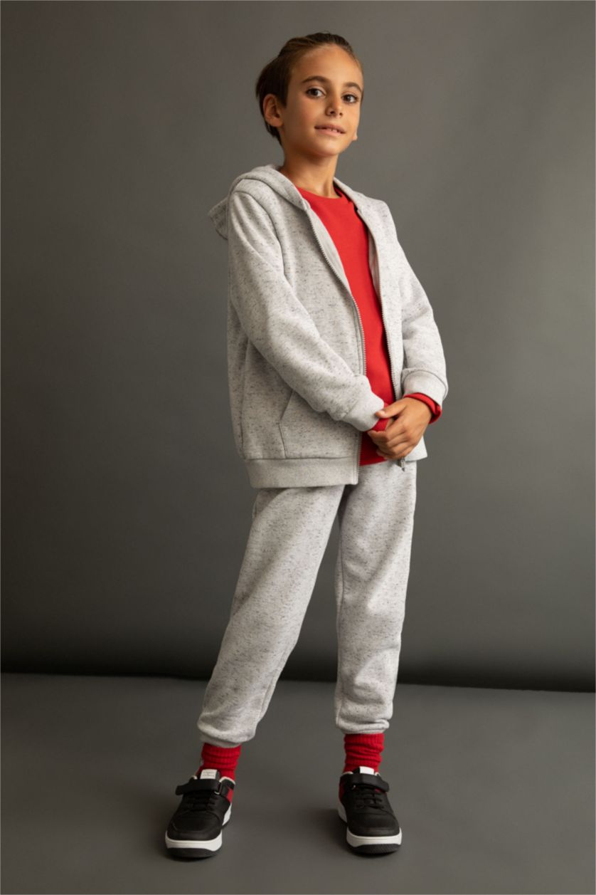 BOYS & TEENS Grey Melange Regular Fit Trousers