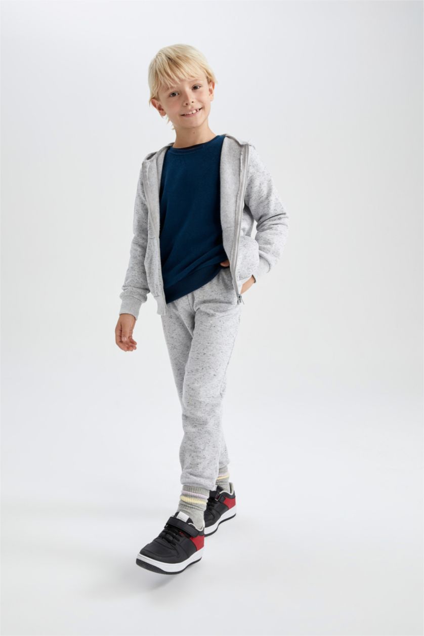 BOYS & TEENS Grey Melange Regular Fit Trousers