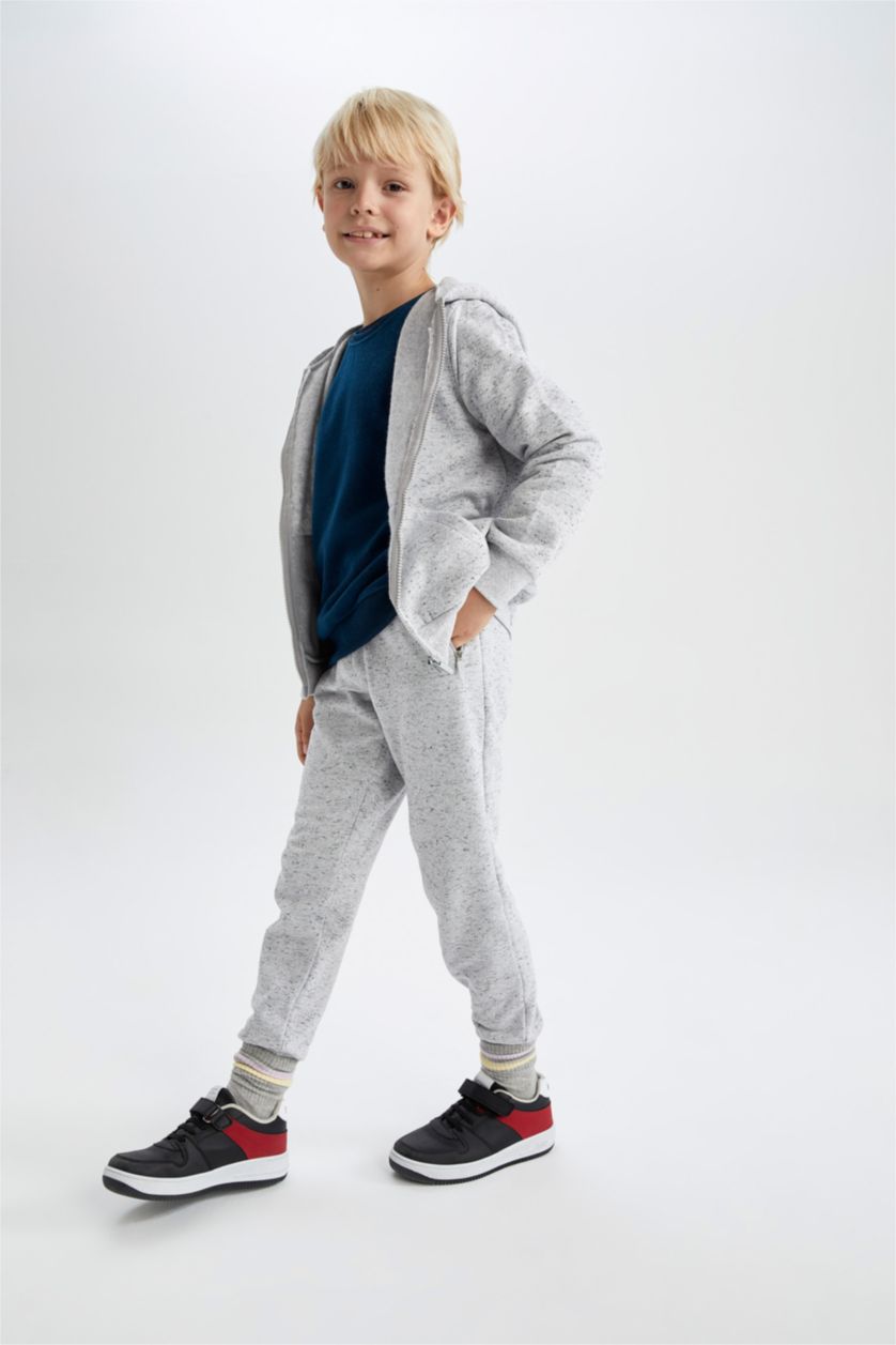BOYS & TEENS Grey Melange Regular Fit Trousers