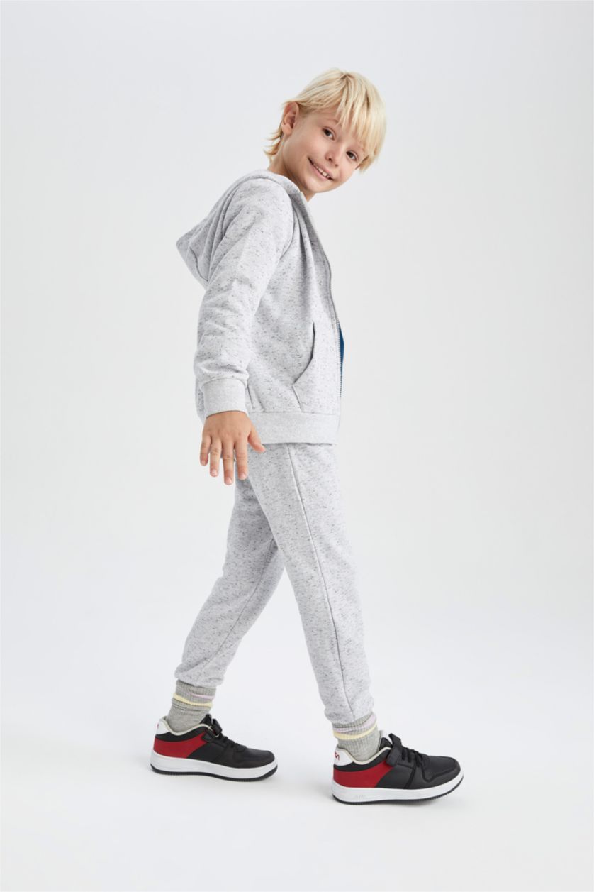 BOYS & TEENS Grey Melange Regular Fit Trousers