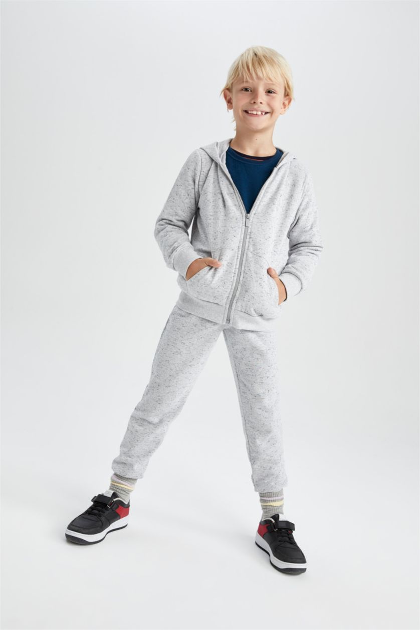 BOYS & TEENS Grey Melange Regular Fit Trousers