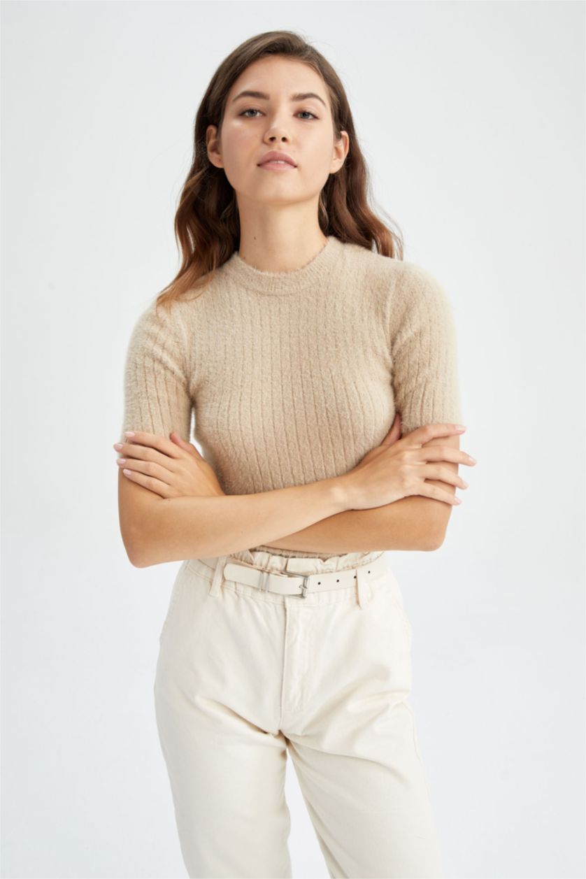 WOMAN Light Lilac Fitted Crew Neck Sweater