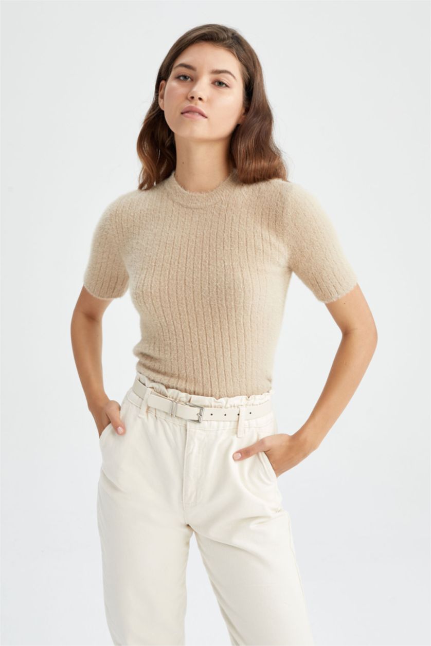 WOMAN Light Lilac Fitted Crew Neck Sweater