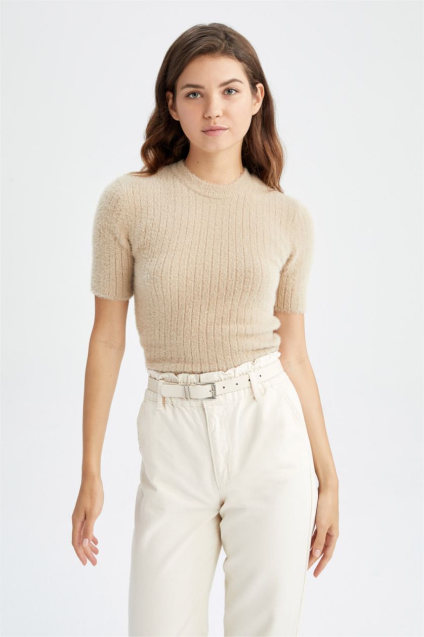 WOMAN Light Lilac Fitted Crew Neck Sweater