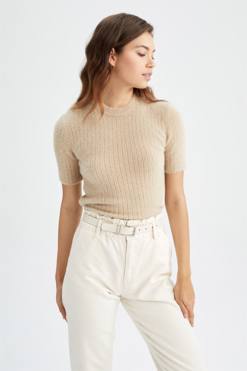 WOMAN Light Lilac Fitted Crew Neck Sweater