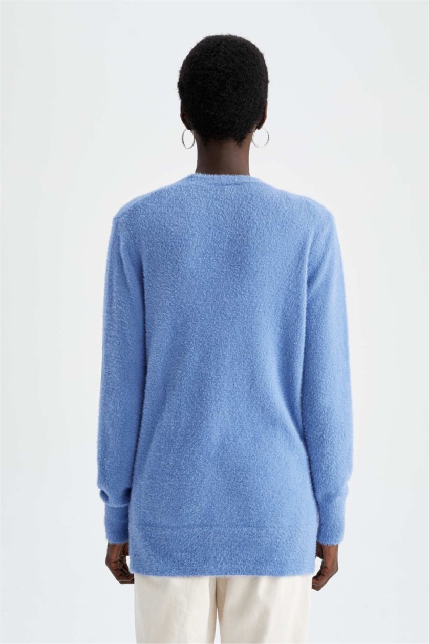 FEMME Bleu Cardigan boutonné à col en V coupe classique