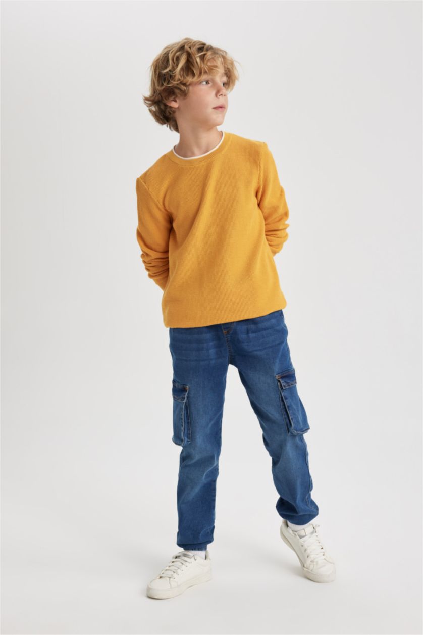 Мальчики и подростки Желтый Свитер с круглым вырезом для мальчиков, Школьная коллекция