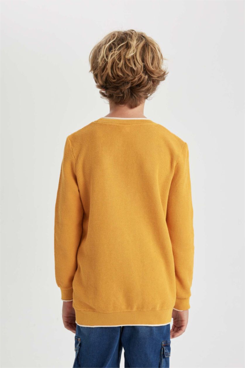 Мальчики и подростки Желтый Свитер с круглым вырезом для мальчиков, Школьная коллекция