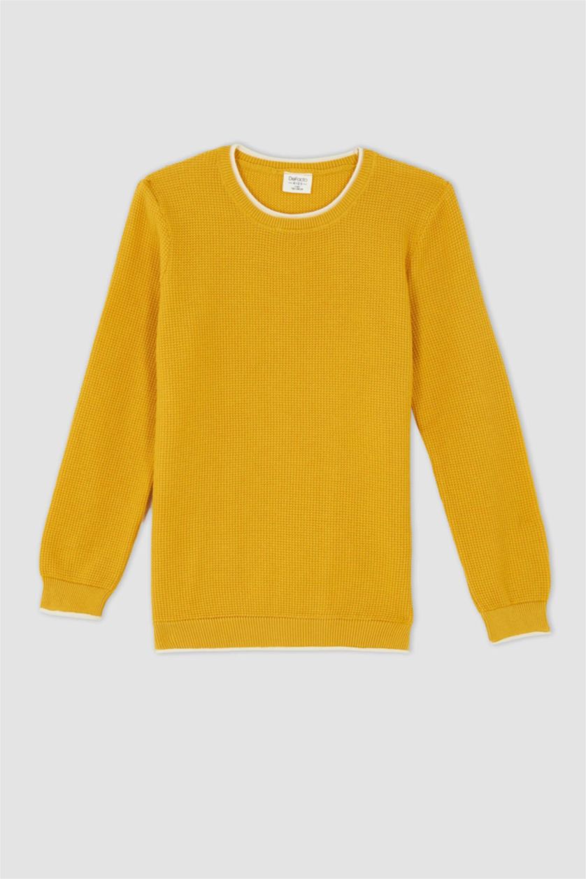 Мальчики и подростки Желтый Свитер с круглым вырезом для мальчиков, Школьная коллекция