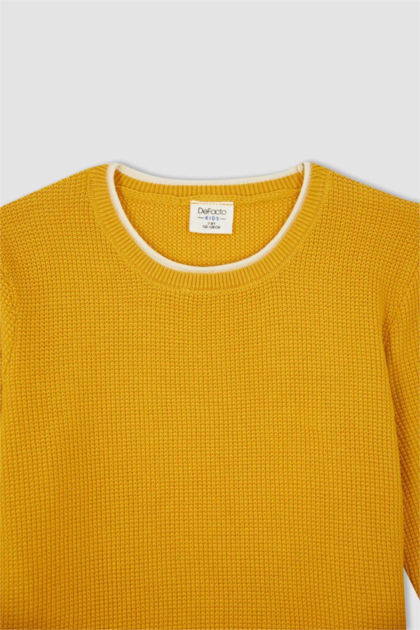 Мальчики и подростки Желтый Свитер с круглым вырезом для мальчиков, Школьная коллекция