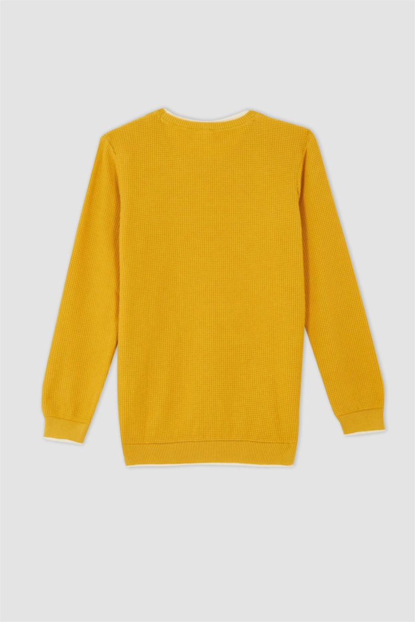 Мальчики и подростки Желтый Свитер с круглым вырезом для мальчиков, Школьная коллекция
