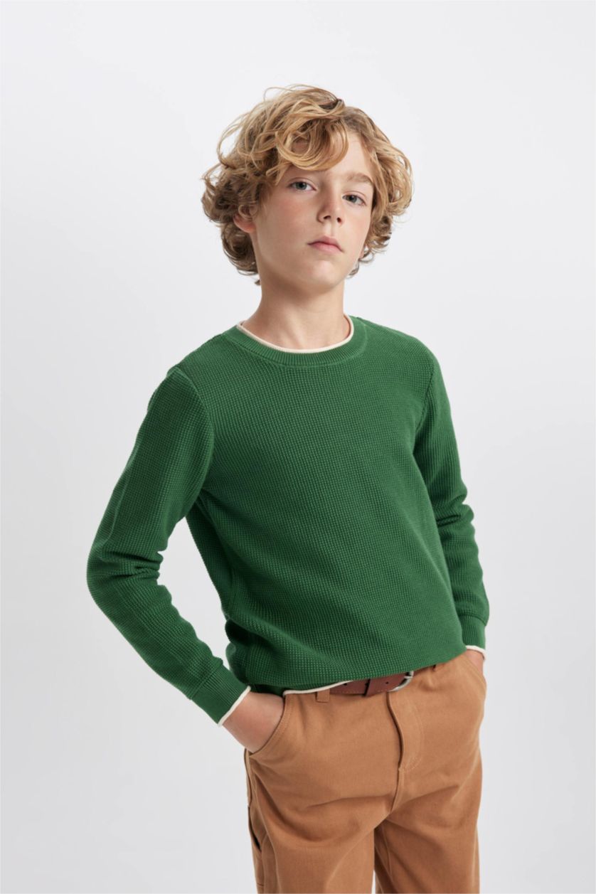 Мальчики и подростки Хаки Свитер с круглым вырезом для мальчиков