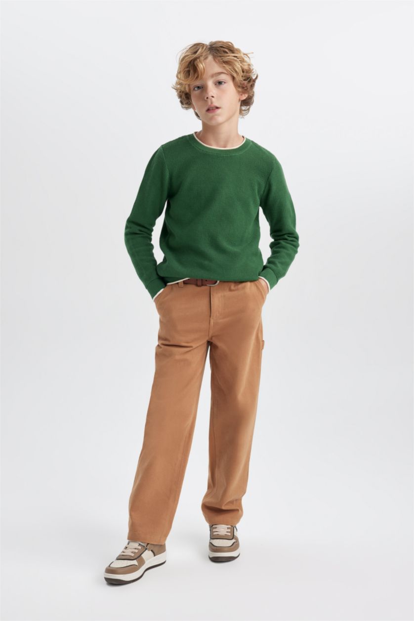 Мальчики и подростки Хаки Свитер с круглым вырезом для мальчиков