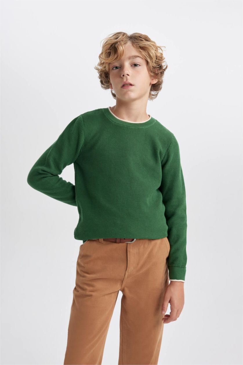Мальчики и подростки Хаки Свитер с круглым вырезом для мальчиков