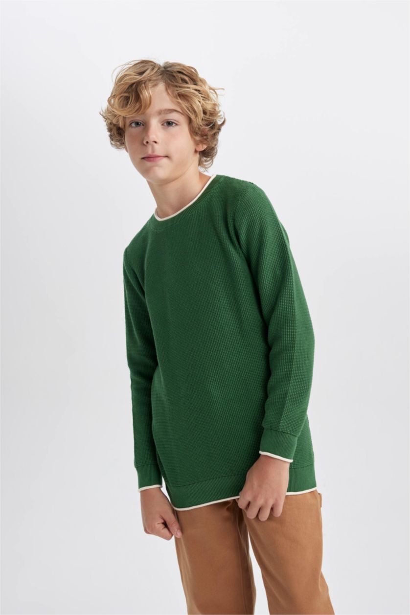 Мальчики и подростки Хаки Свитер с круглым вырезом для мальчиков