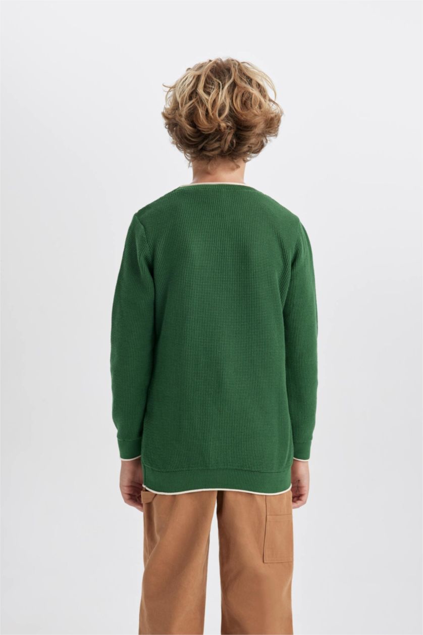 Мальчики и подростки Хаки Свитер с круглым вырезом для мальчиков