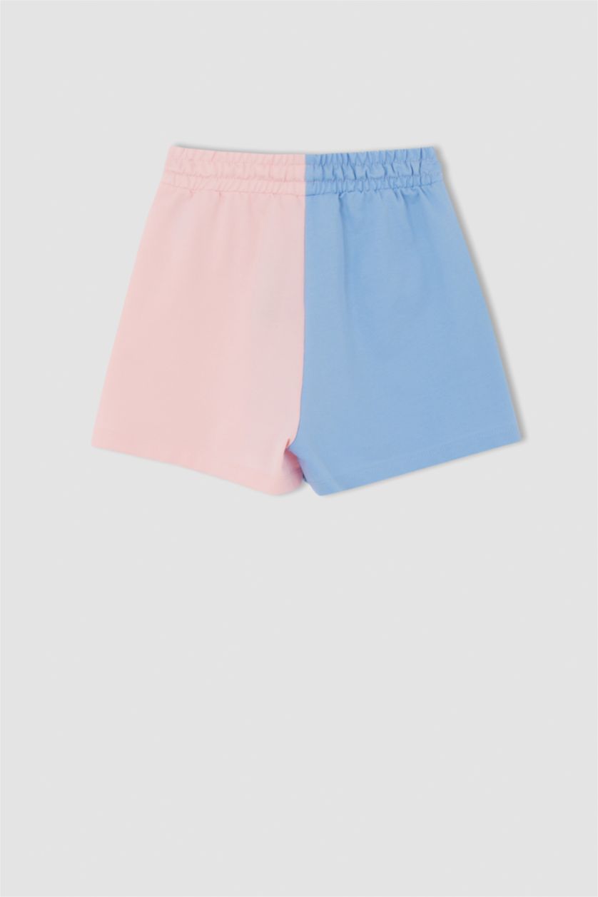 FEMME Bleu Mini short coupe décontractée à taille élastique avec poche à blocs de couleurs