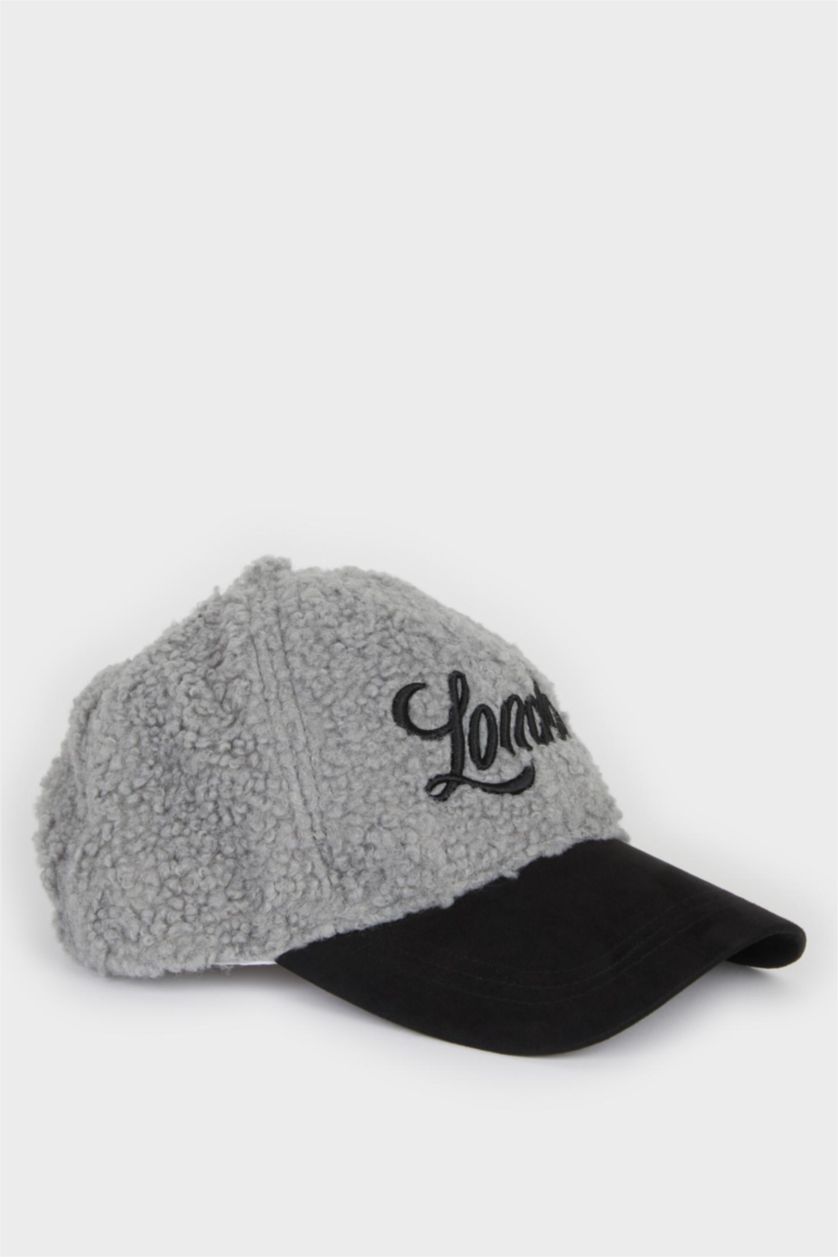 Kadın Gri Kadın Pamuklu Cap Şapka