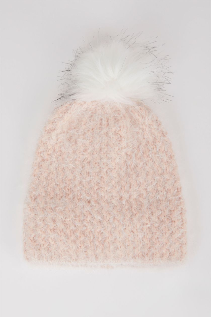 Kadın Pembe Kadın Ponponlu Isı Yalıtımlı Warmtech Triko Bere