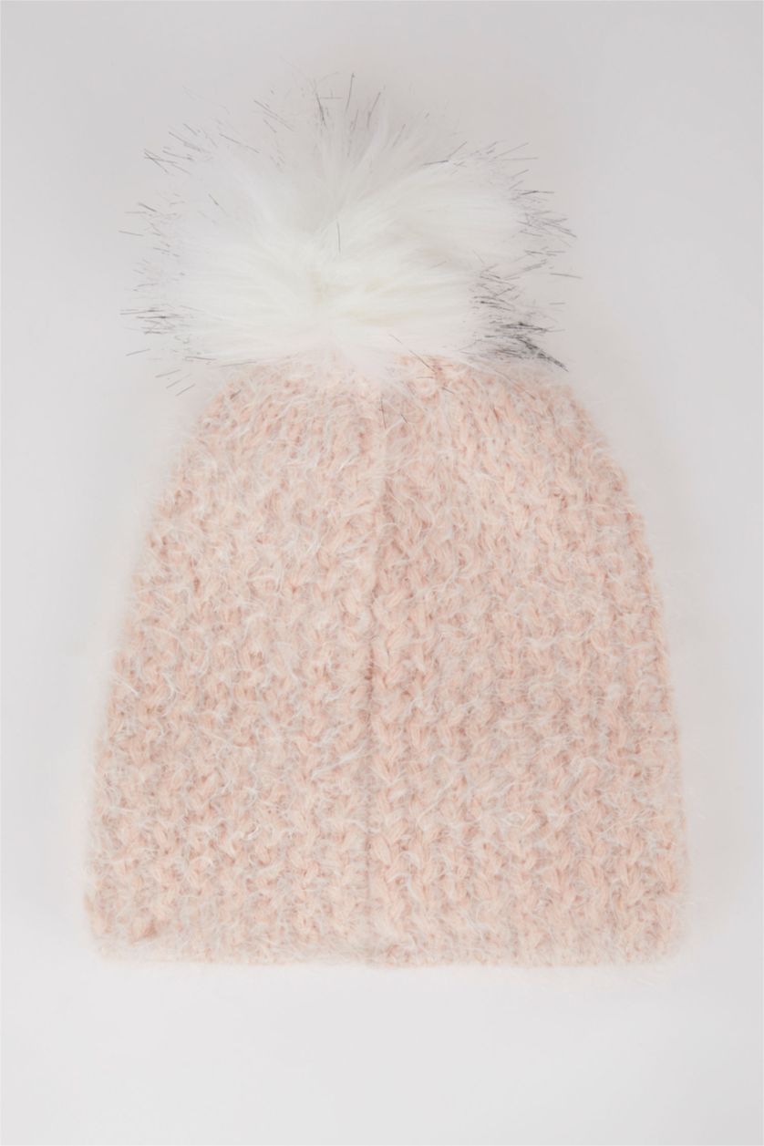 Kadın Pembe Kadın Ponponlu Isı Yalıtımlı Warmtech Triko Bere