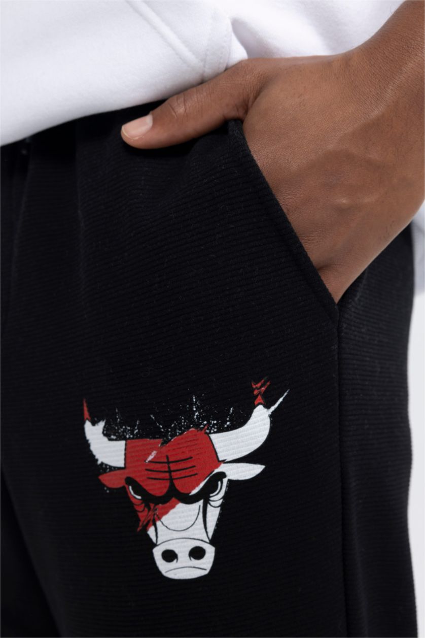 MAN Black DeFactoFit NBA Chicago Bulls Oversize Fit Jogger Sweatpants