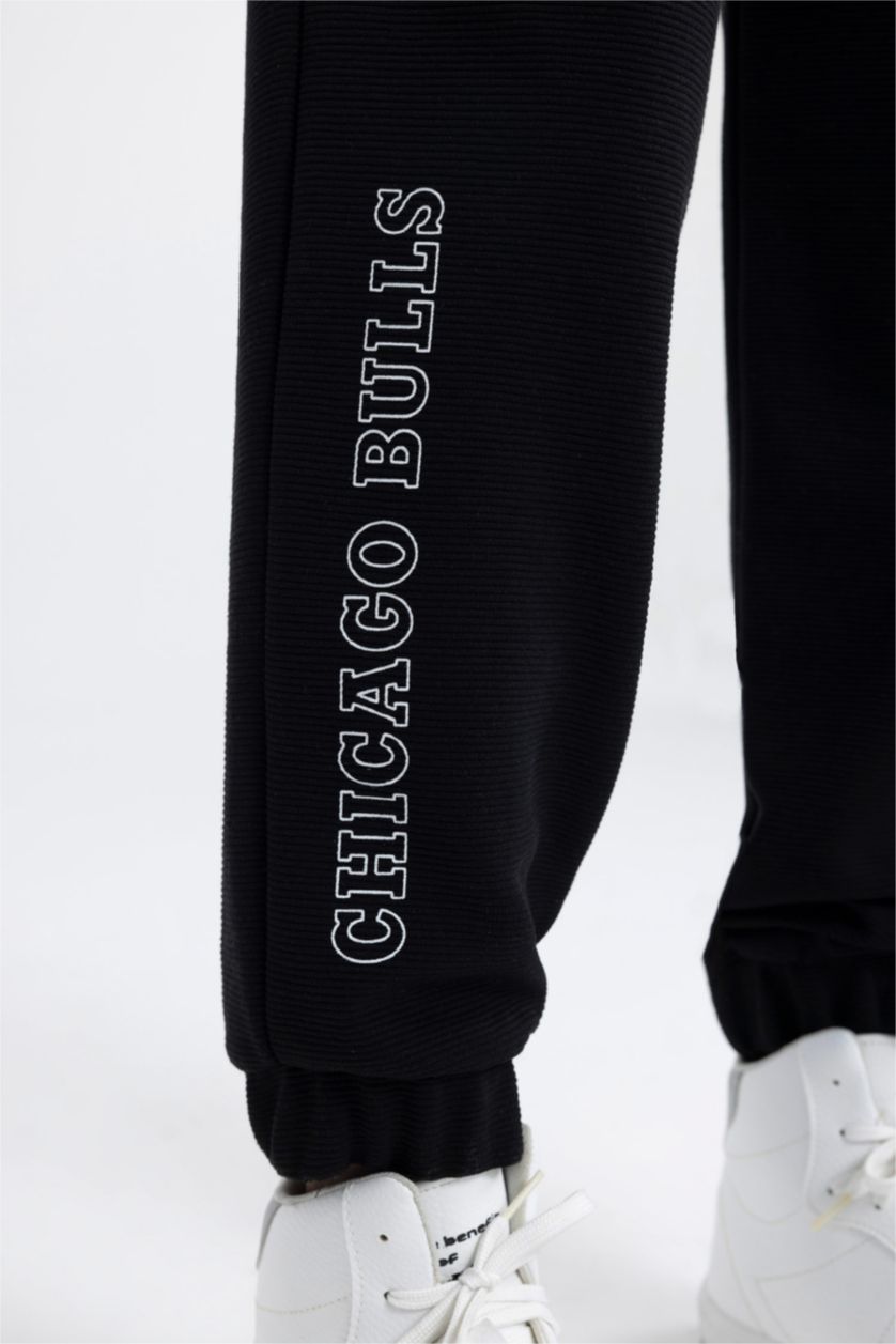 MAN Black DeFactoFit NBA Chicago Bulls Oversize Fit Jogger Sweatpants