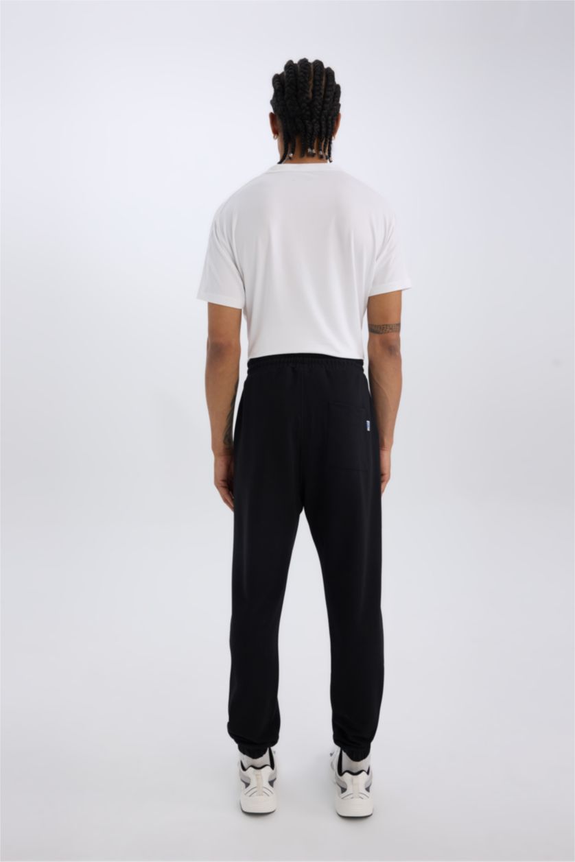 Erkek Siyah NBA Chicago Bulls İnce Jogger Eşofman Altı Oversize Geniş Kalıp Cepli Lastikli Paça