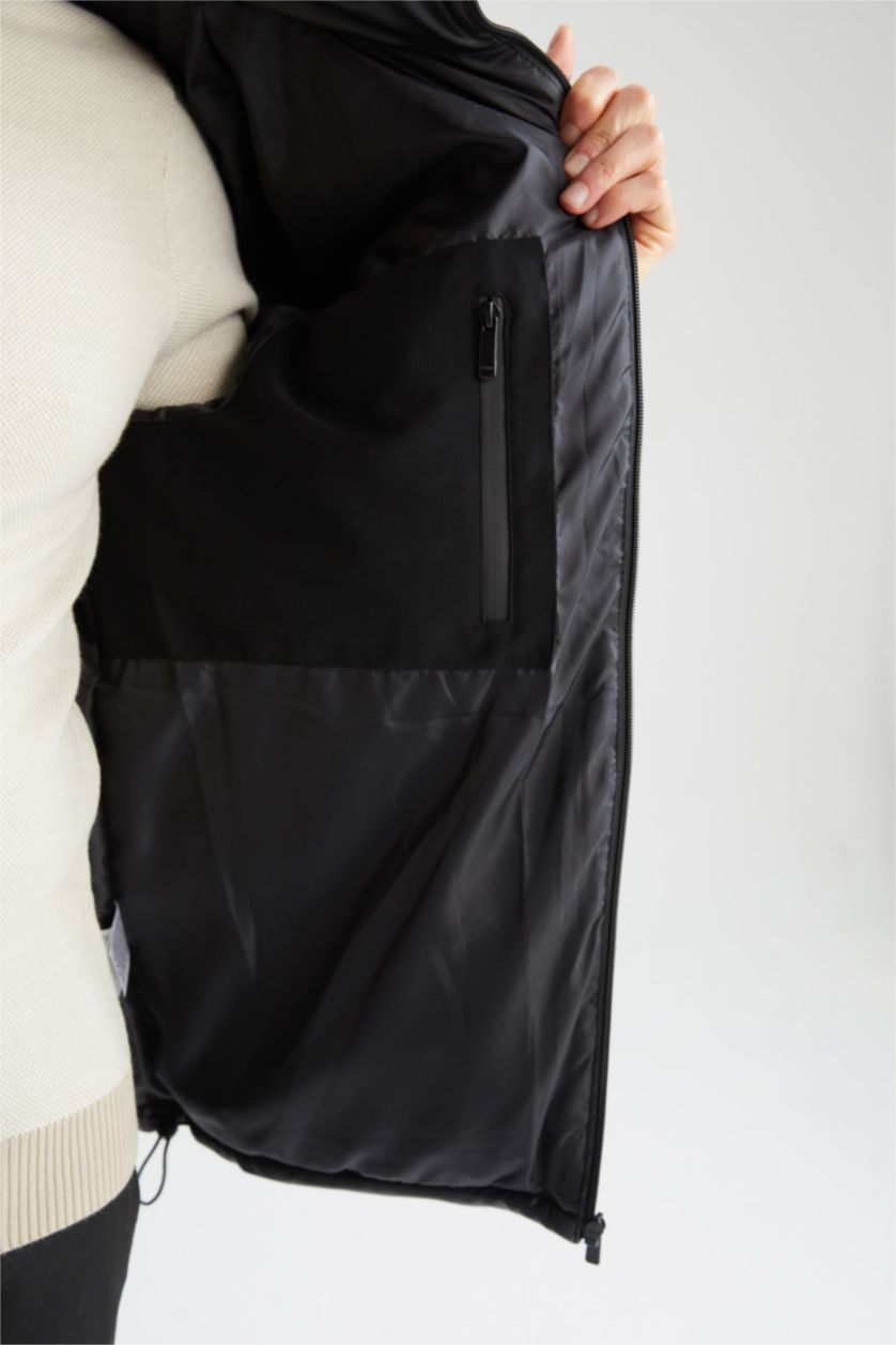 رجال أسود جاكيت جلد صناعي سليم فيت بياقة عالية